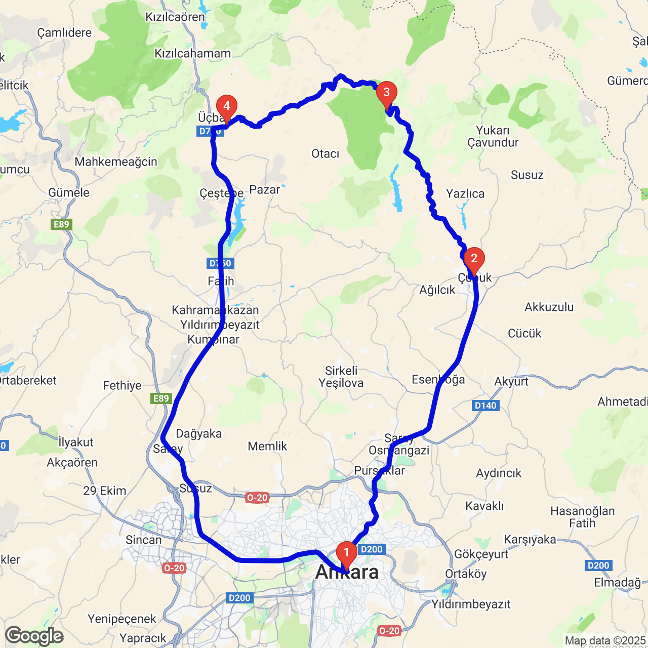 Çubuk Karagöl — Akdoğan — Kazan rotası