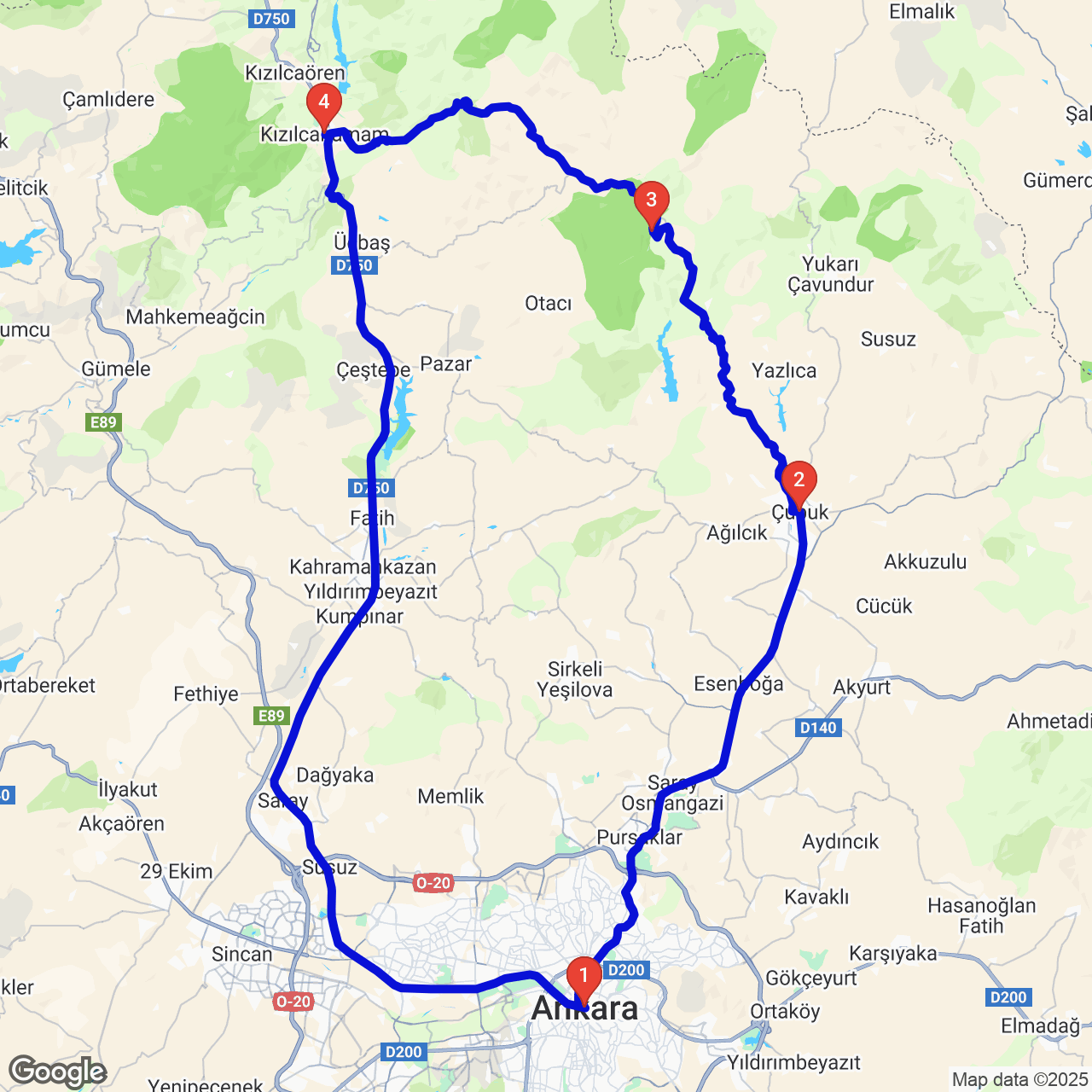 Çubuk Karagöl — Kızılcahamam — Kazan rotası