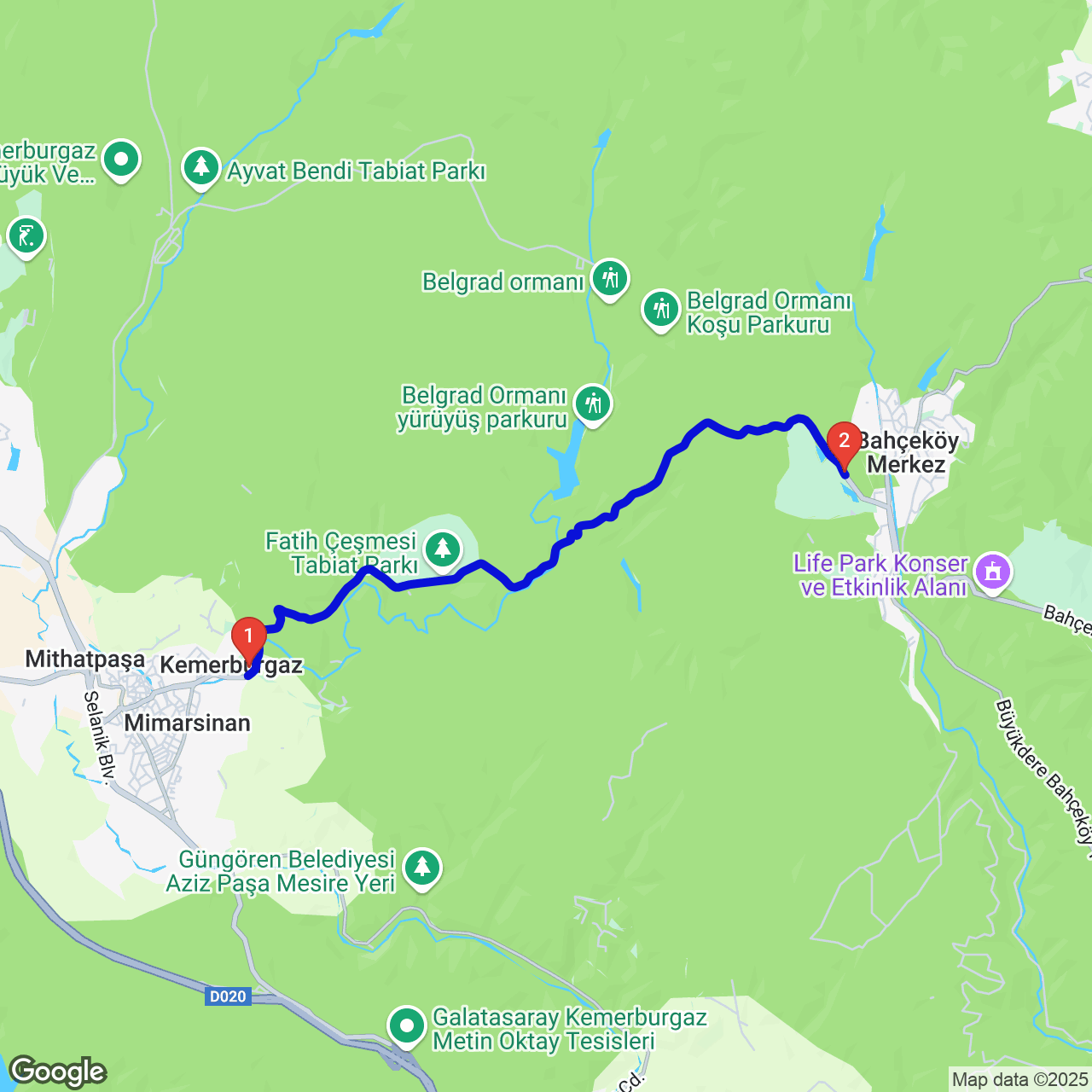İstanbul: Bahçeköy — Kemerburgaz Yolu rotası