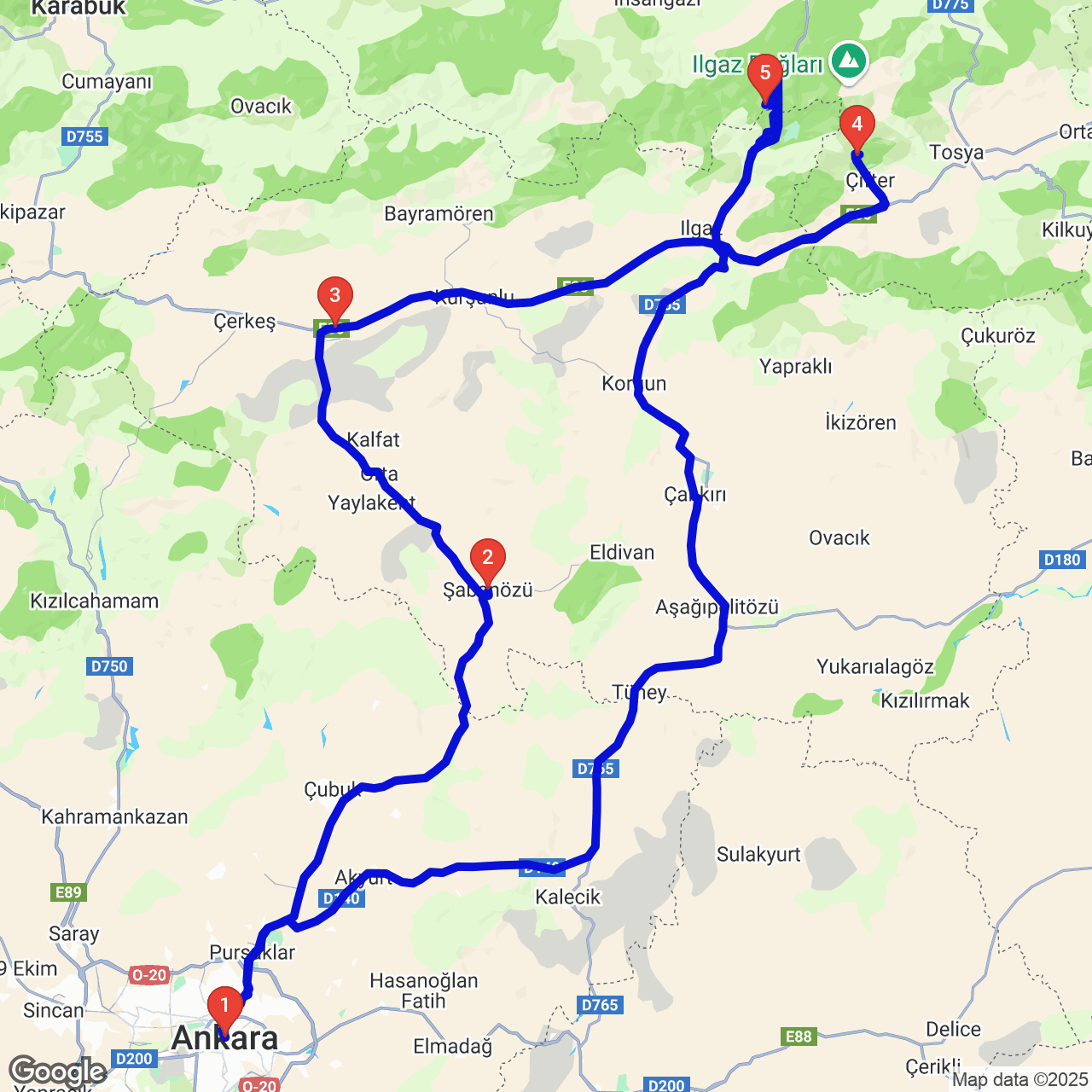Çankırı Ilgaz + Dipsiz Göl — Çerkes — Çubuk rotası