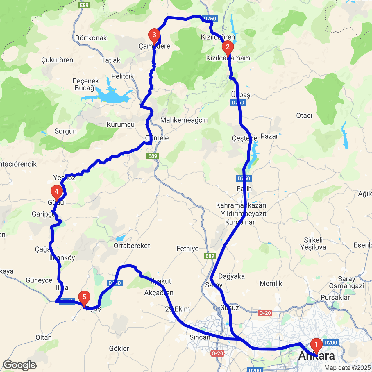 Ayaş — Kızılcahamam — Çamlıdere — Güdül rotası